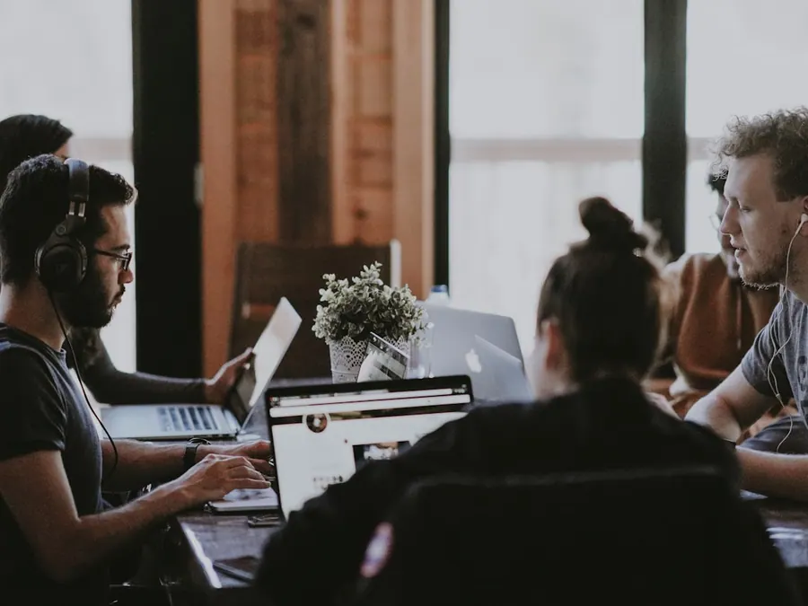 A team working on a website design
